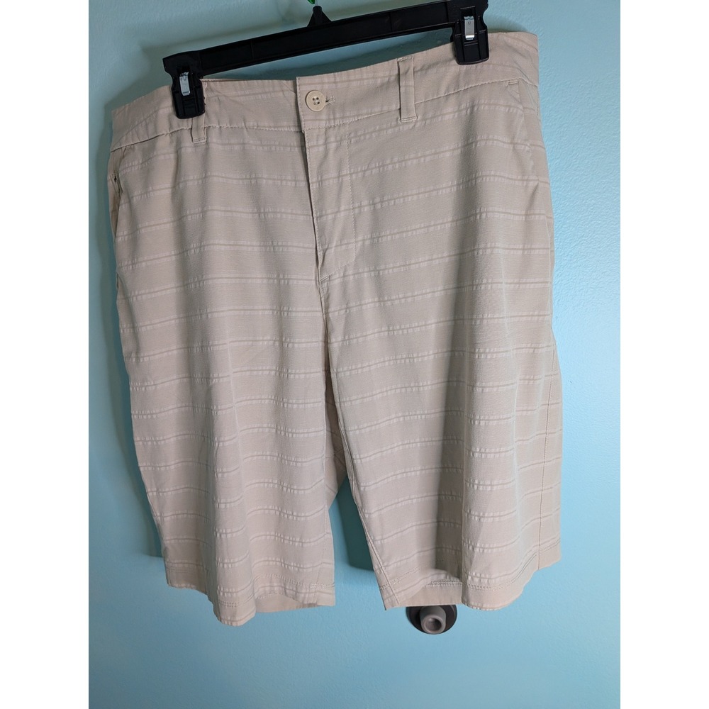 Hang‎ Ten Mens Tan Striped Hybrid Walk Shorts Size 36 Stretch Beach Surf Casual